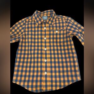BABY GAP BOYS TODDLER BLUE / ORANGE PLAID CHECK BUTTON DOWN COTTON SHIRT 4 YEARS